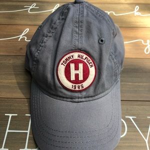 Dark gray Tommy Hilfiger dad hat.